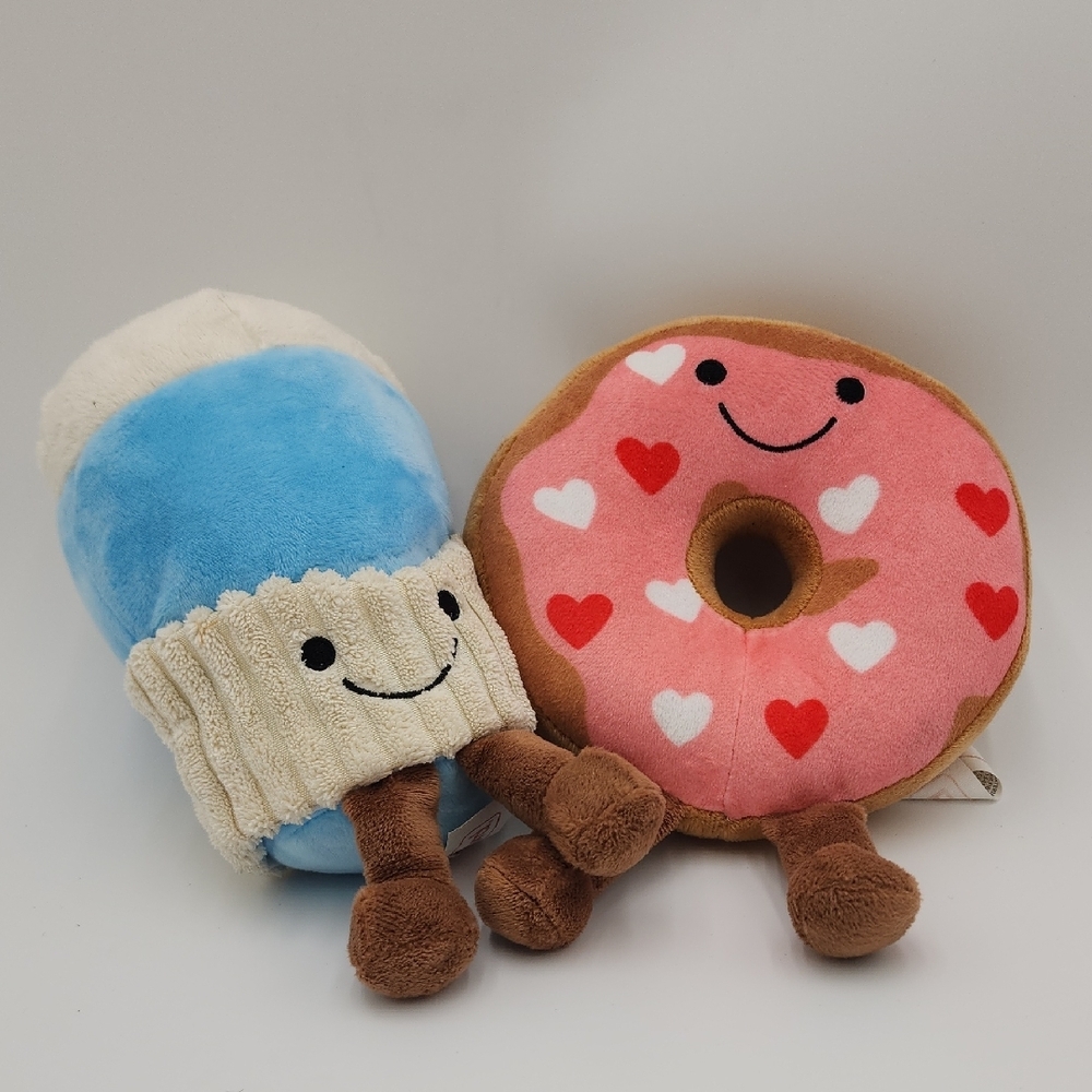 Franford "Donut Let‎ Me Go" Valentine Smiling Plush Donut and Milkshake Toy Set